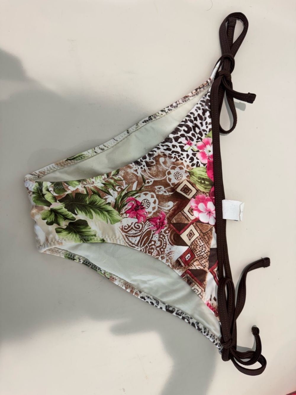Kids Floral & Tropical Print Swim Bottoms in Brown